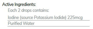 Supplement facts for Iodine Liquid Mineral listing ingredients including Iodine, Potassium iodide