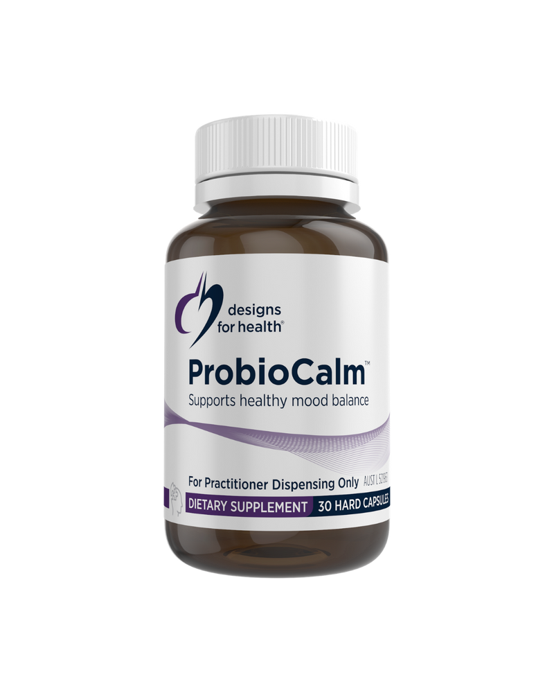 A supplement container of ProbioCalm by Designs for Health