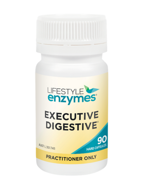 A supplement container of Executive Digestive (90 Caps) by Lifestyle Enzymes