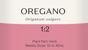 Supplement facts for Oregano 1:2