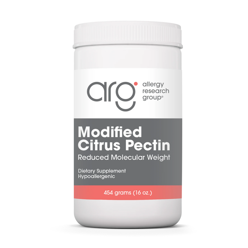 A Supplement container with the name Modified Citrus Pectin by Allergy Research Group.