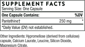 Ingredients including Pantethine.
