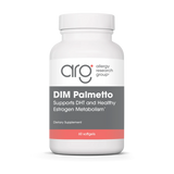 A Supplement container with the name DIM Palmetto (formerly called  DIM Palmetto Prostate Formula) from Allergy Research Group. 