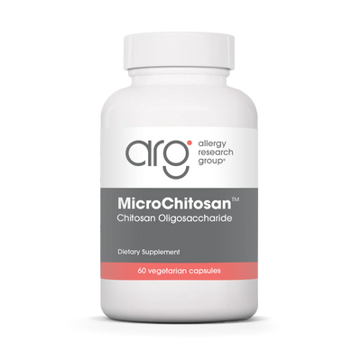 A Supplement container with the name MicroChitosan by Allergy Research Group