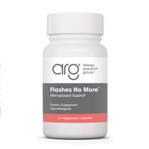 A Supplement container with the name Flashes No More by Allergy Research Group.