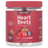 A Supplement container with the name Heart Beets Chews + CoQ10 by Snap Supplements.