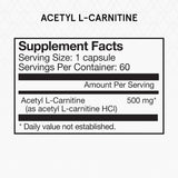 Text describing the ingredient: Acetyl - L - Carnitine (as acetyl L-Carnitine HCI).