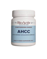 A Supplement container with the name AHCC by Bio-Activ