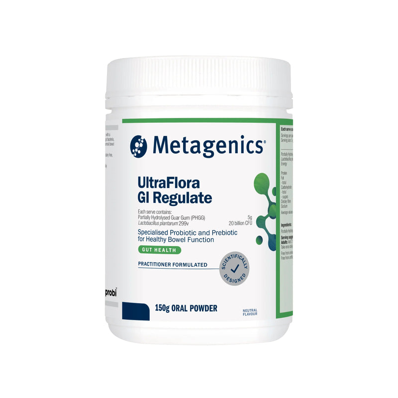 A supplement called UltraFlora GI Regulate by Metagenics.