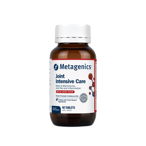 A Supplement container with the name Joint Intensive Care (Formerly Inflavonoid Intensive care) by Metagenics.