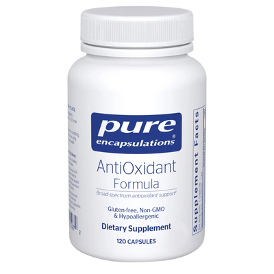 A Supplement container with the name AntiOxidant Formula by Pure Encapsulations.