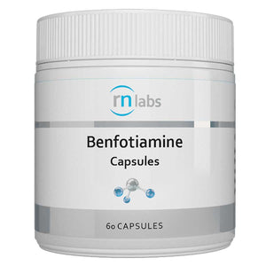 A Supplement container with the name Benfotiamine by RN Labs