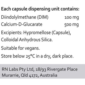 Ingredients: Diindolylmethane (DIM), Calcium-D-Glucarate.