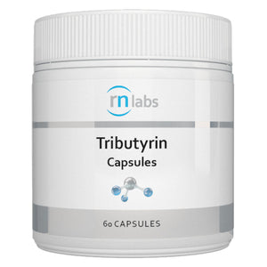 A Supplement container with the name Tributyrin by RN Labs.