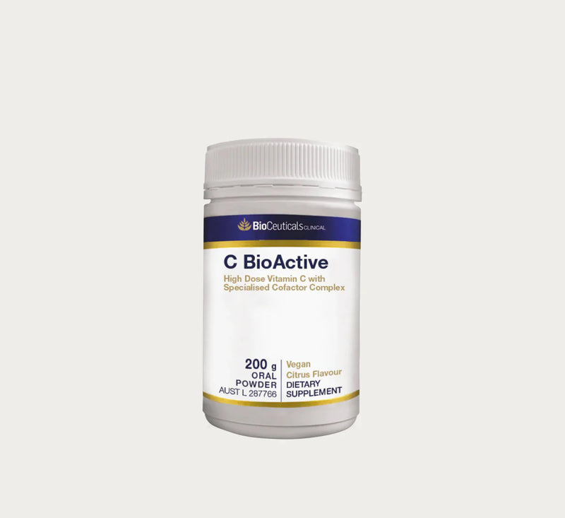 A Supplement container with the name C BioActive by BioCeuticals Clinical