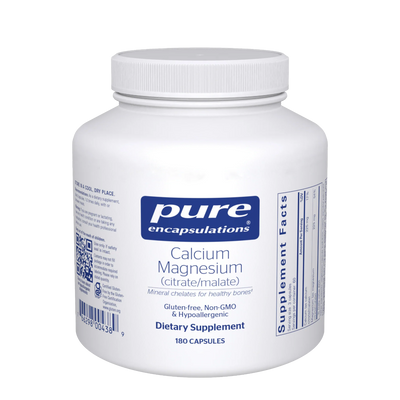 A Supplement container with the name Calcium Magnesium (citrate/malate) by Pure Encapsulations.