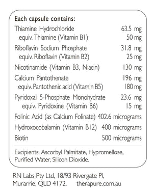 Supplement facts for total B folinic 60c listing ingredients including Biotin, Calcium Folinate, Calcium pantothenate, Folinic acid, Hydroxocobalamin
