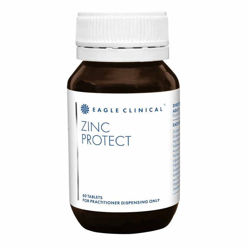 A Supplement container with the name Zinc Protect by Eagle Clinical. 