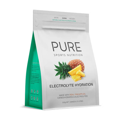 A Supplement container with the name Electrolyte Hydration (Pineapple) by Pure Sports Nutrition.