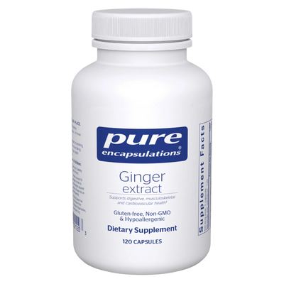 A Supplement container with the name Ginger Extract by Pure Encapsulations.