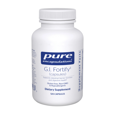 A Supplement container with the name G.I Fortify by Pure Encapsulations.
