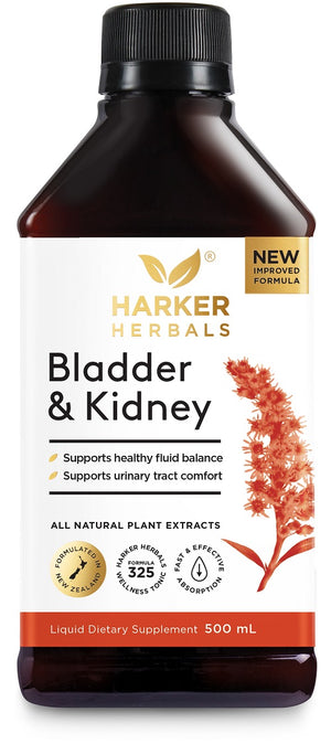 A supplement container of Bladder + Kidney Support 500ml by Harker Herbals