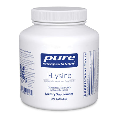 A Supplement container with the name I-Lysine (120 Caps) by Pure Encapsulations.