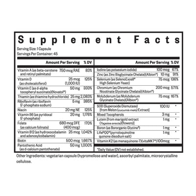 Supplement information for Multivitamin One MF by Seeking Health