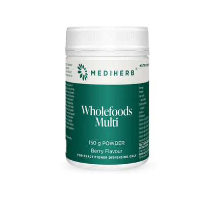 A Supplement container with the name  Whole Foods Multi by Mediherb.