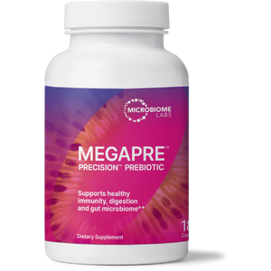 An image of a supplement called MegaPre by Microbiome Labs