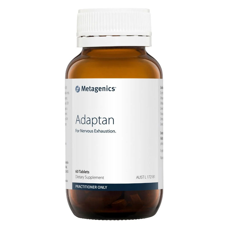 A Supplement container with the name Adaptan (60 Tabs) by Metagenics.