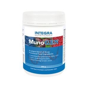 A Supplement container with the name MunoGen by Integra Nutritionals.