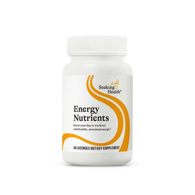 A Supplement container with the name Energy Nutrients by Seeking Health.