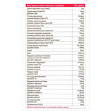 Ingredients: Natural betacarotene, Tagetes erecta, Thiamine hydrochloride, Riboflavin-sodium-phosphate, Nicotinamide, Calcium pantothenate, Pyridoxal -5-phosphate monohydrate, Levomefolate glucosamine, Hydroxocobalamin, Choline bitartrate, Inositol, Biotin, Magnesium ascorbate monohydrate, Colecalciferol, Chromium picolinate, Potassium iodide, Iron (II) glycinate, Magnesium amino acid chelate, Manganese amino acid chelate, Molybdenum trioxide, Selenomethionine, Zinc citrate dihydrate, Ubidecarenone (CoQ10)