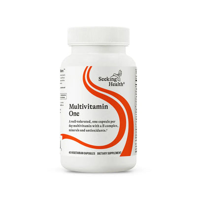 A Supplement container with the name Multivitamin One by Seeking Health.