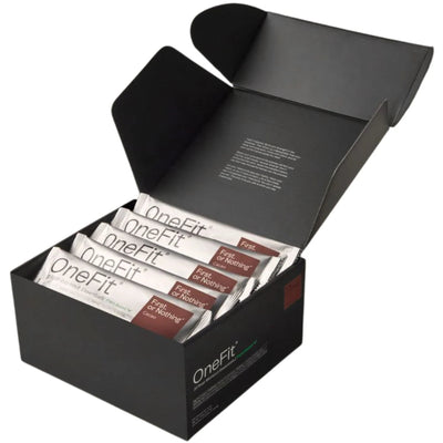 A Supplement box 20 x 35g sachets named OneFit Vegan Recovery (Cacao) by First of Nothing.