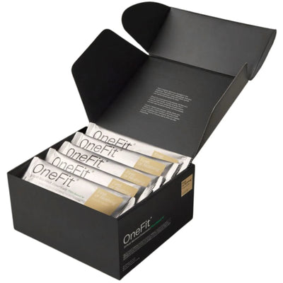 A Supplement box 20 x 35g sachets named OneFit Vegan  Recovery (French Vanilla) by First of Nothing.