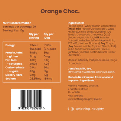 Ingredients
Protein Blend [Whey Protein Concentrate (Milk), Milk Protein Concentrate, Whey Protein Isolate (Milk)], IMO Syrup, Brown Rice Syrup, Glycerine, Cocoa Soy Crisps (Soy Protein Isolate, Cocoa, Tapioca Starch), Compound Chocolate (10%) [Sugar, Vegetable Fat, Milk Powder, Cocoa Powder, Emulsifiers (Soy Lecithin, 476, 492), Natural Flavourings], Inulin, Sunflower Oil, Emulsifier (Sunflower Lecithin), Natural Flavourings.

Contains: Milk, Soy
May Contain: Almonds, Cashews, Lupin