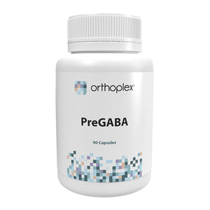 A Supplement container with the name PreGaba by Orthoplex White.