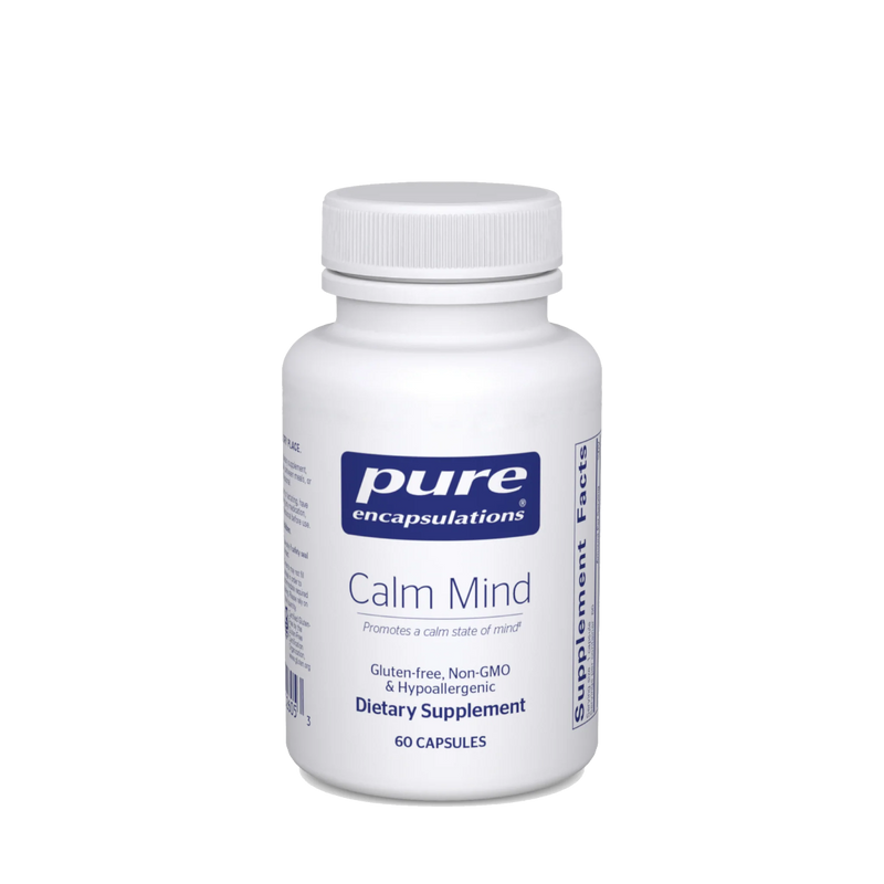 A Supplement container with the name Calm Mind by Pure Encapsulations.