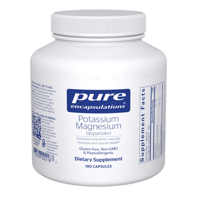 A Supplement container with the name Potassium Magnesium (180 Caps) by Pure Encapsulations.