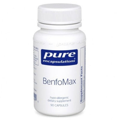 A Supplement container with the name BenfoMax b y Pure Encapsulations.