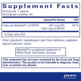 Text listing the ingredients including Folate, Metafolin, l-5-MTHF