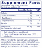 Text describing the ingredients: Magnesium (as magnesium glycinate) 165mg