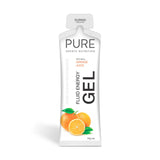 A Supplement container with the name Fluid Energy Gel (Orange Juice) by pure Sports Nutrition.