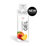 A Supplement container with the name Fluid Energy Gel (Peach Juice) by pure Sports Nutrition.