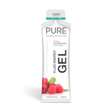 A Supplement container with the name Fluid Energy Gel ( Raspberry + 30g Caffeine) by pure Sports Nutrition.