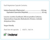 Text describing the ingerdients: Indena Quercetin (phytosome), Equivalent Quercetin Dihydrate.