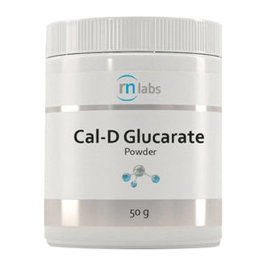 Image of a white supplement bottle that says cal-D glucarate powder 50g 