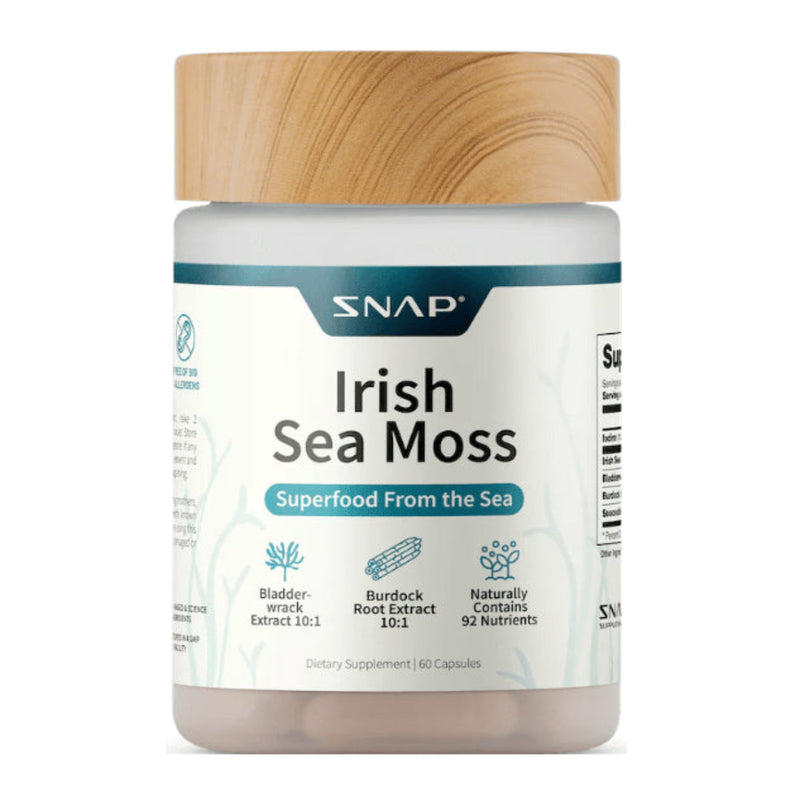 A Supplement container with the name Irish Sea Mss by Snap Supplements